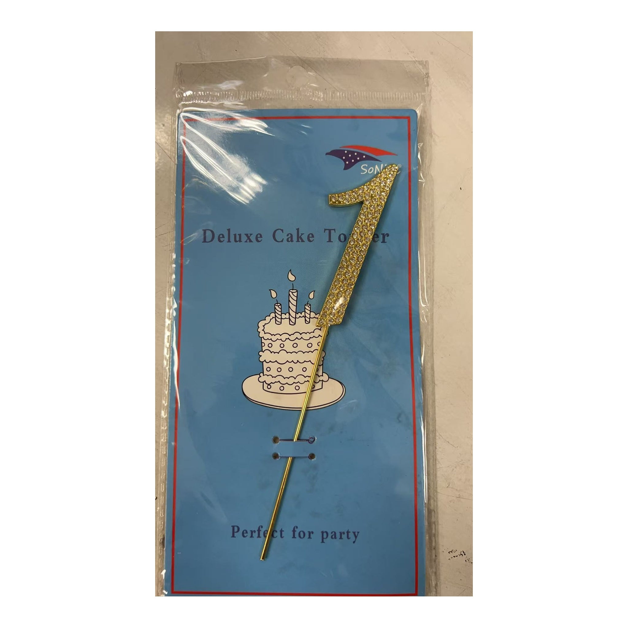 Gem Cake Topper Number Gold 1